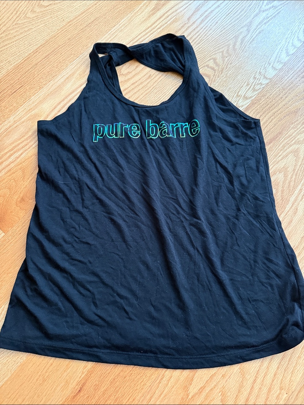 Pure Barre Black Tank Top with Teal Logo